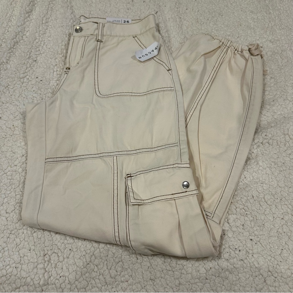 NWT pacsun low rise wide leg cargo pants size 26 - Picture 2 of 5